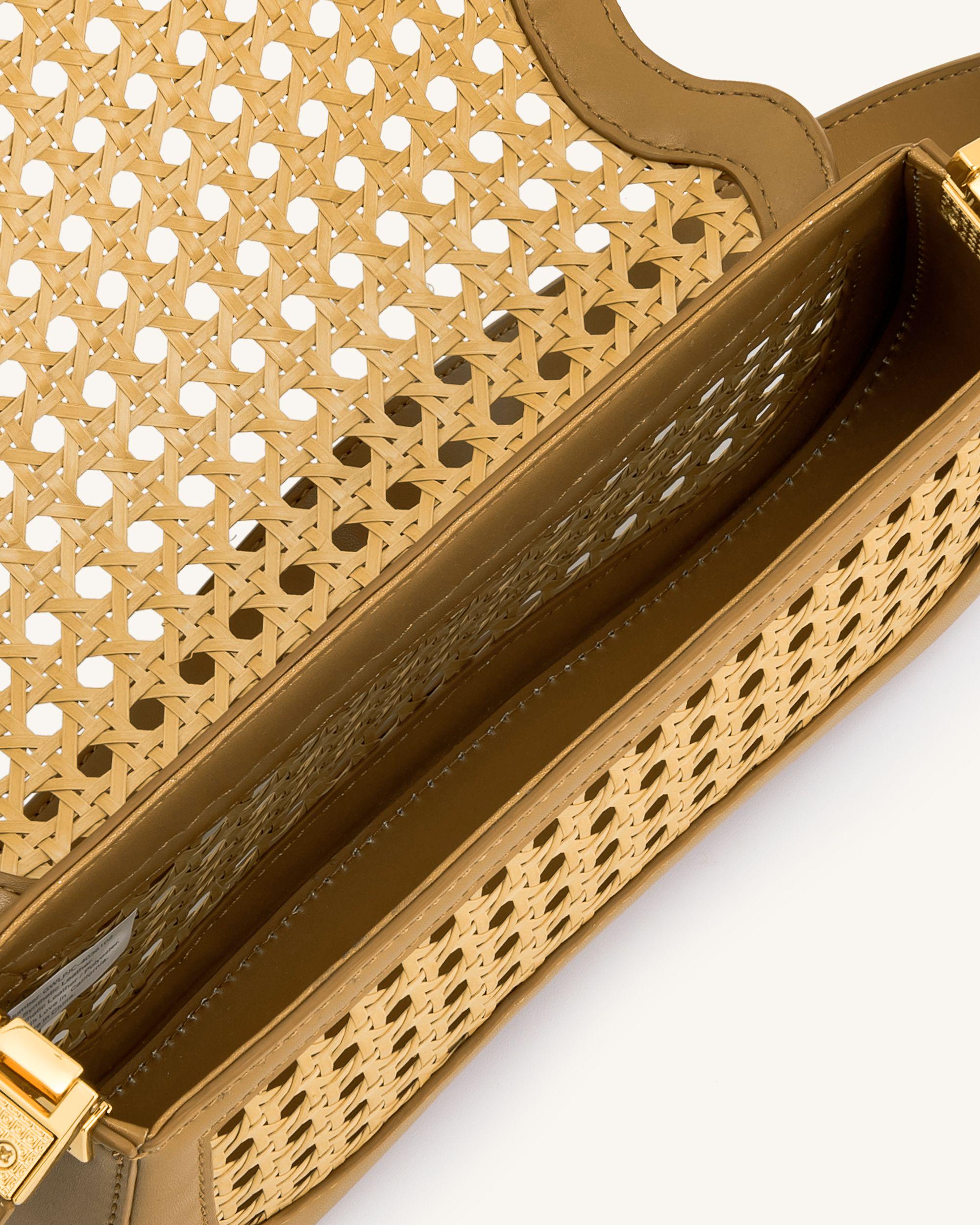 Joy Faux Bamboo Woven Shoulder Bag - Brown | JW PEI