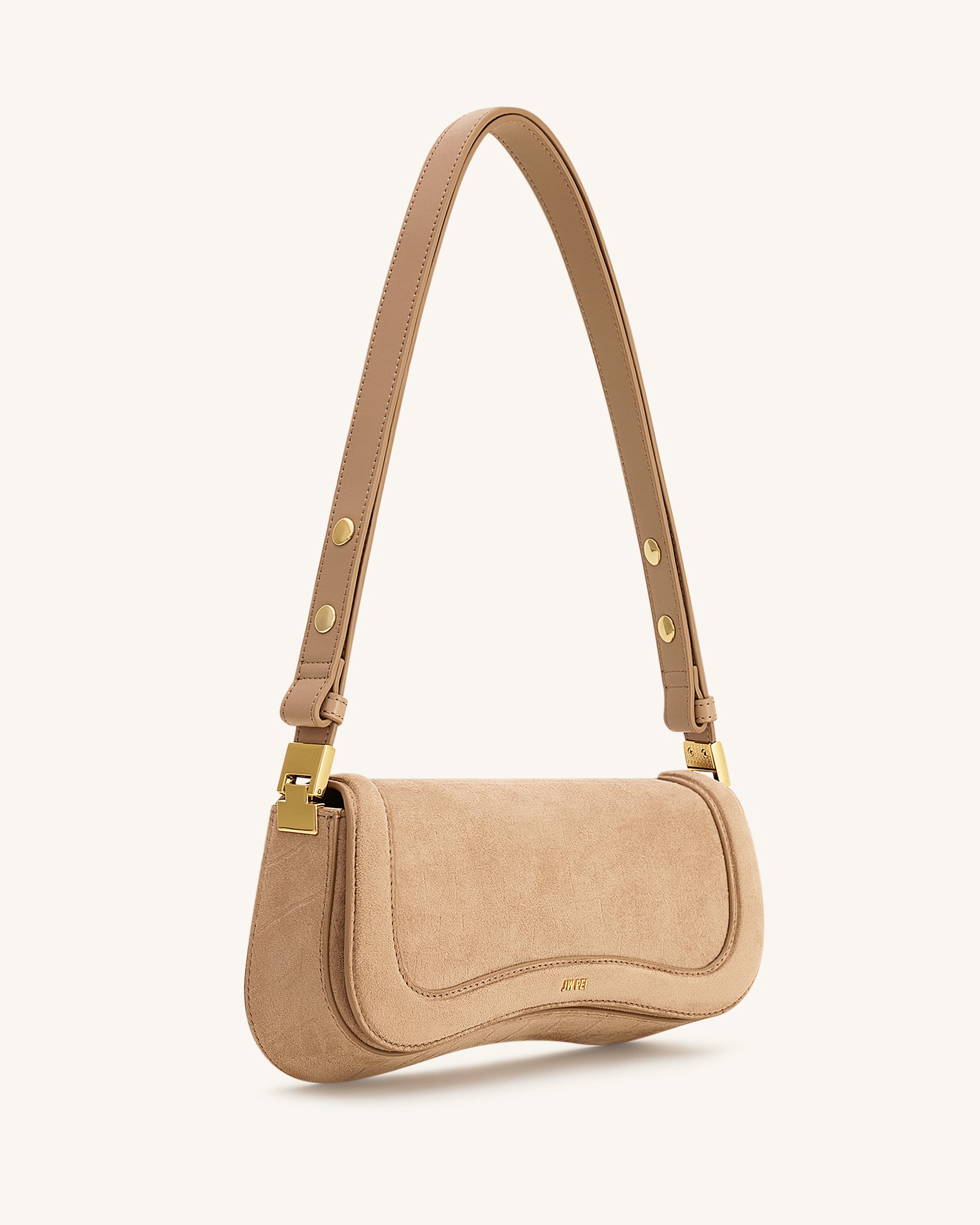 Joy Croc-Embossed Faux Suede Shoulder Bag - Beige | JW PEI