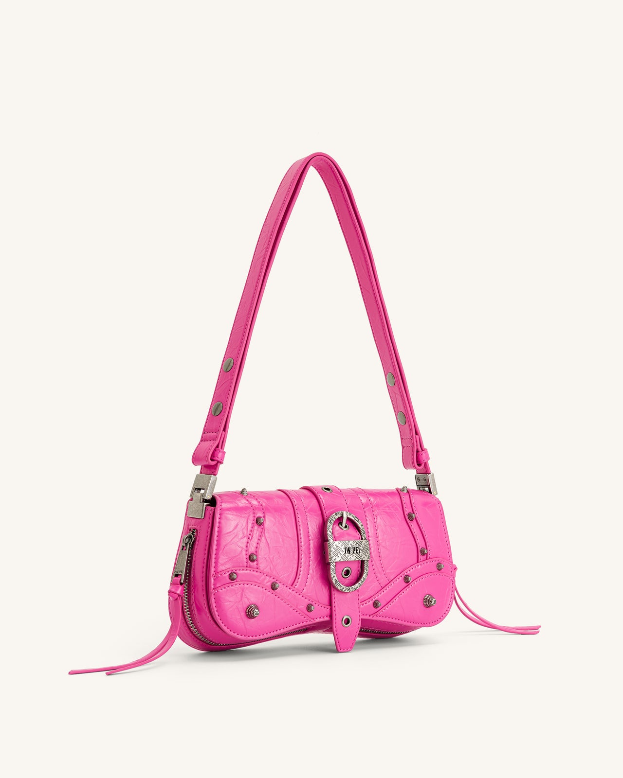Joy Crushed Shoulder Bag - Bright Pink