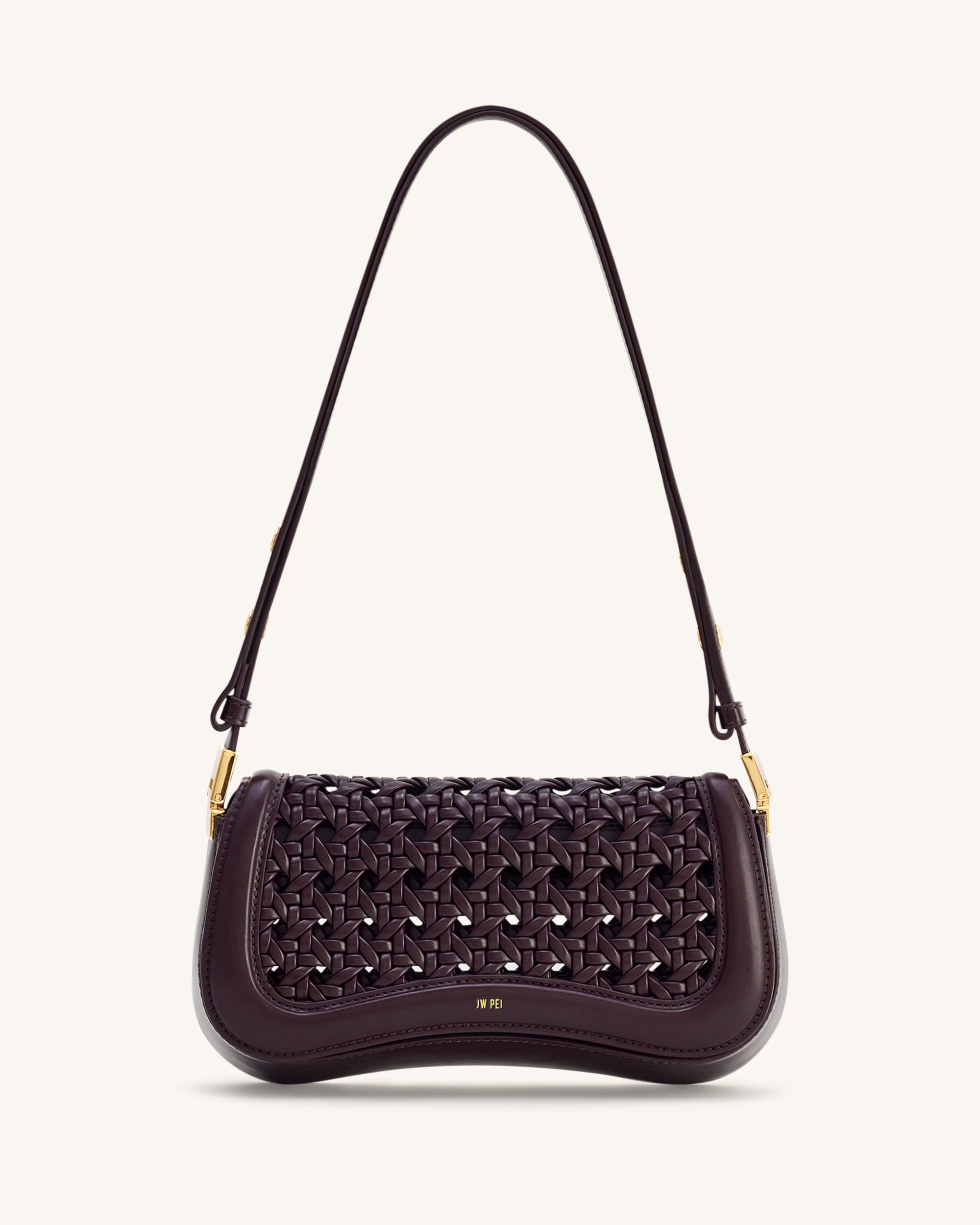 Joy Woven Shoulder Bag - Dark Red