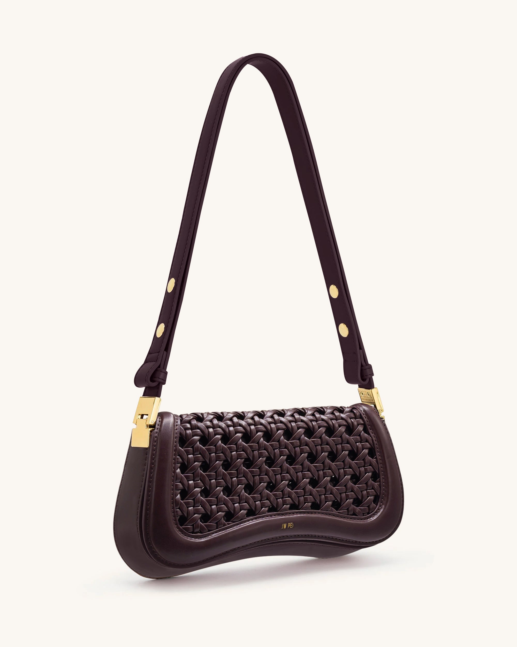 Joy Woven Shoulder Bag - Dark Red