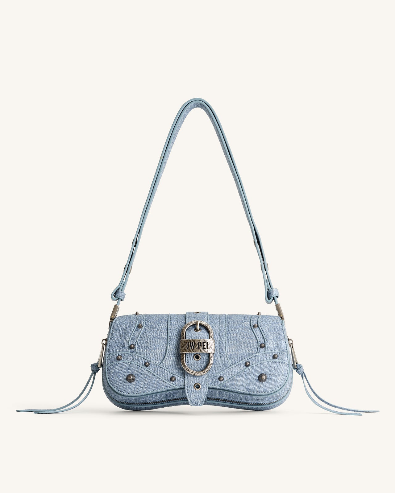 Joy Denim Embossed Curved Shoulder bag - Blue