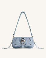 Joy Denim Embossed Curved Shoulder bag - Blue