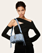 Joy Denim Embossed Curved Shoulder bag - Blue