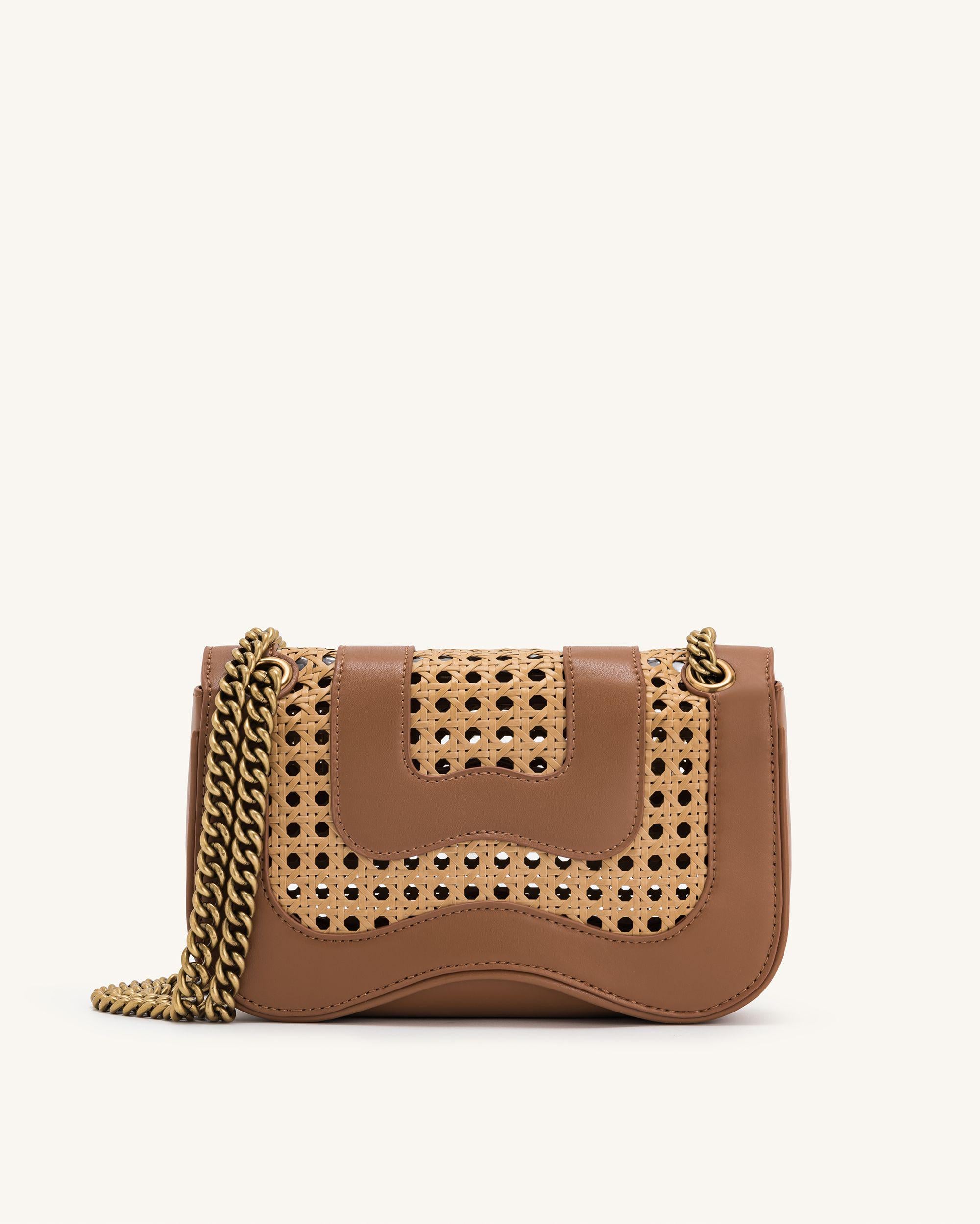 JW PEI TINA フェイク竹編み クロスボディ ブラウン Tina Faux Bamboo Woven Crossbody - Brown | JW PEI