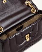 Tina Quilted Chain Crossbody - Deep Claret Brown