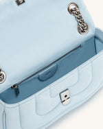 Tina Quilted Chain Crossbody - Blue