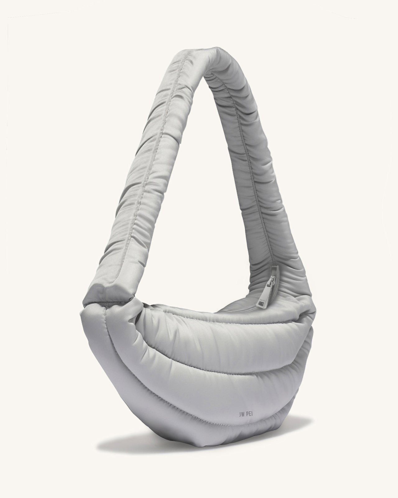 Alexia Nylon Puffer Crossbody Bag - Light Gray