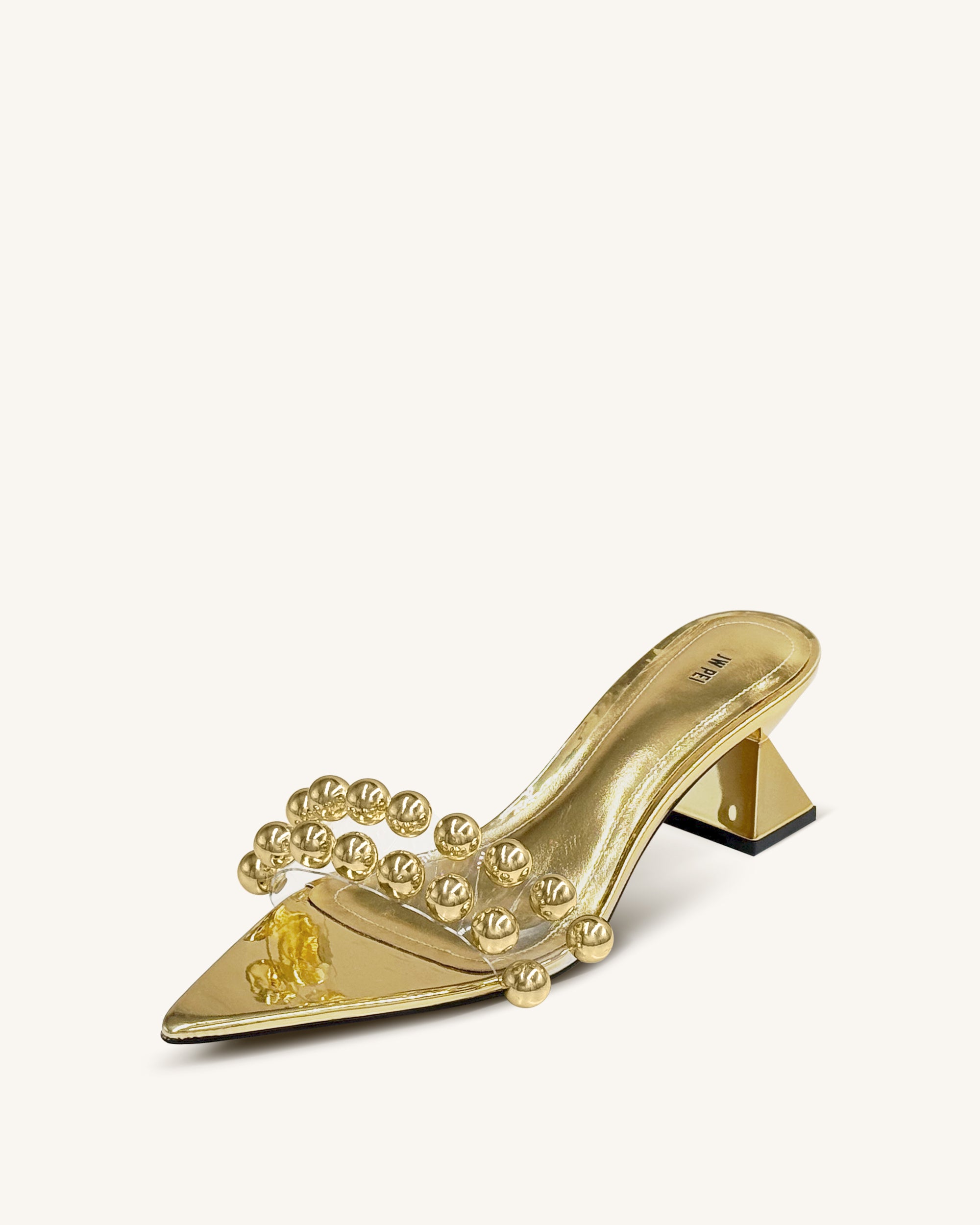 Gianna Beaded Strap Mules - Gold