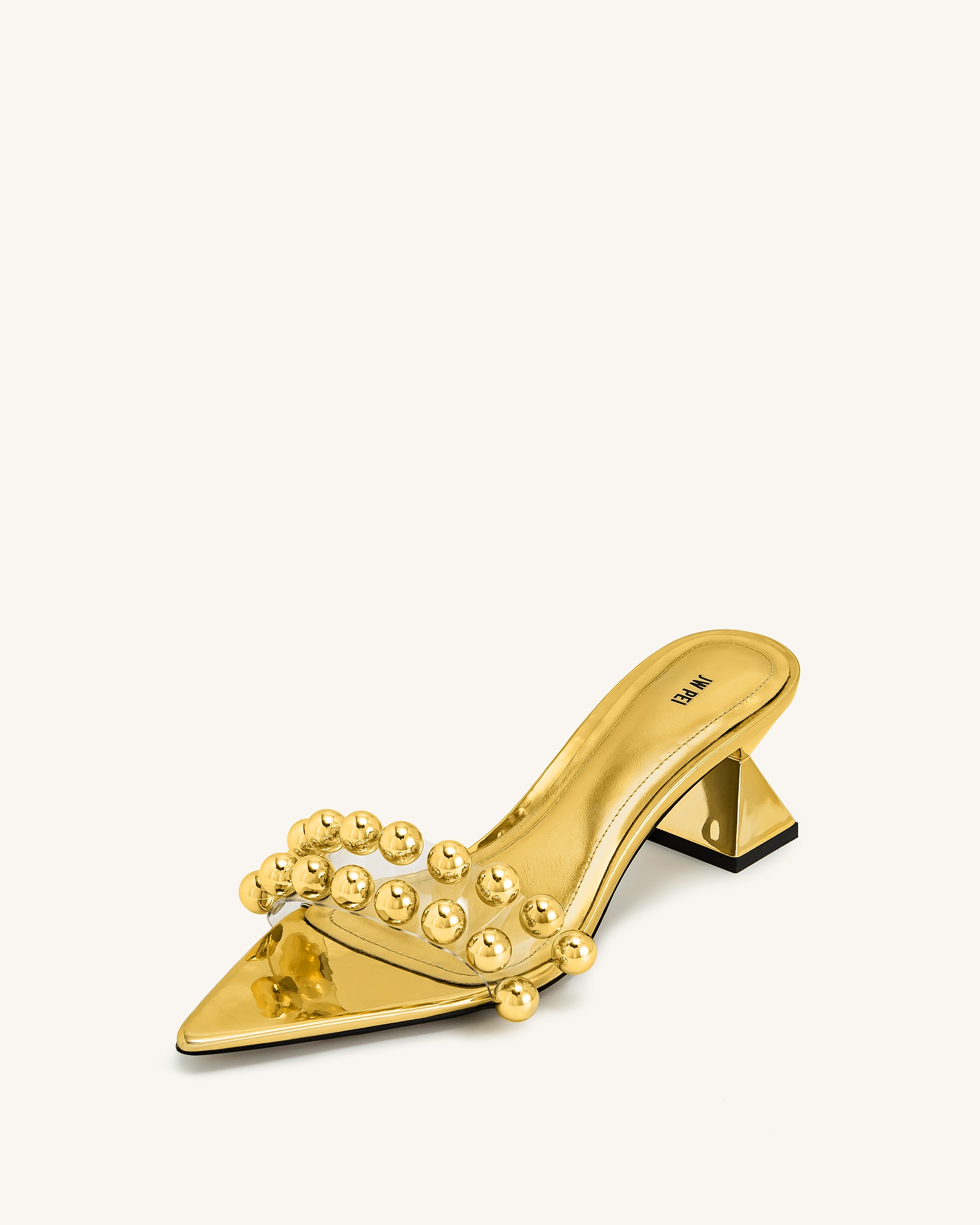 Gianna Beaded Strap Mules - Gold | JW PEI