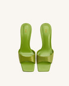 Hannah Snakeskin Heel Mules - Green