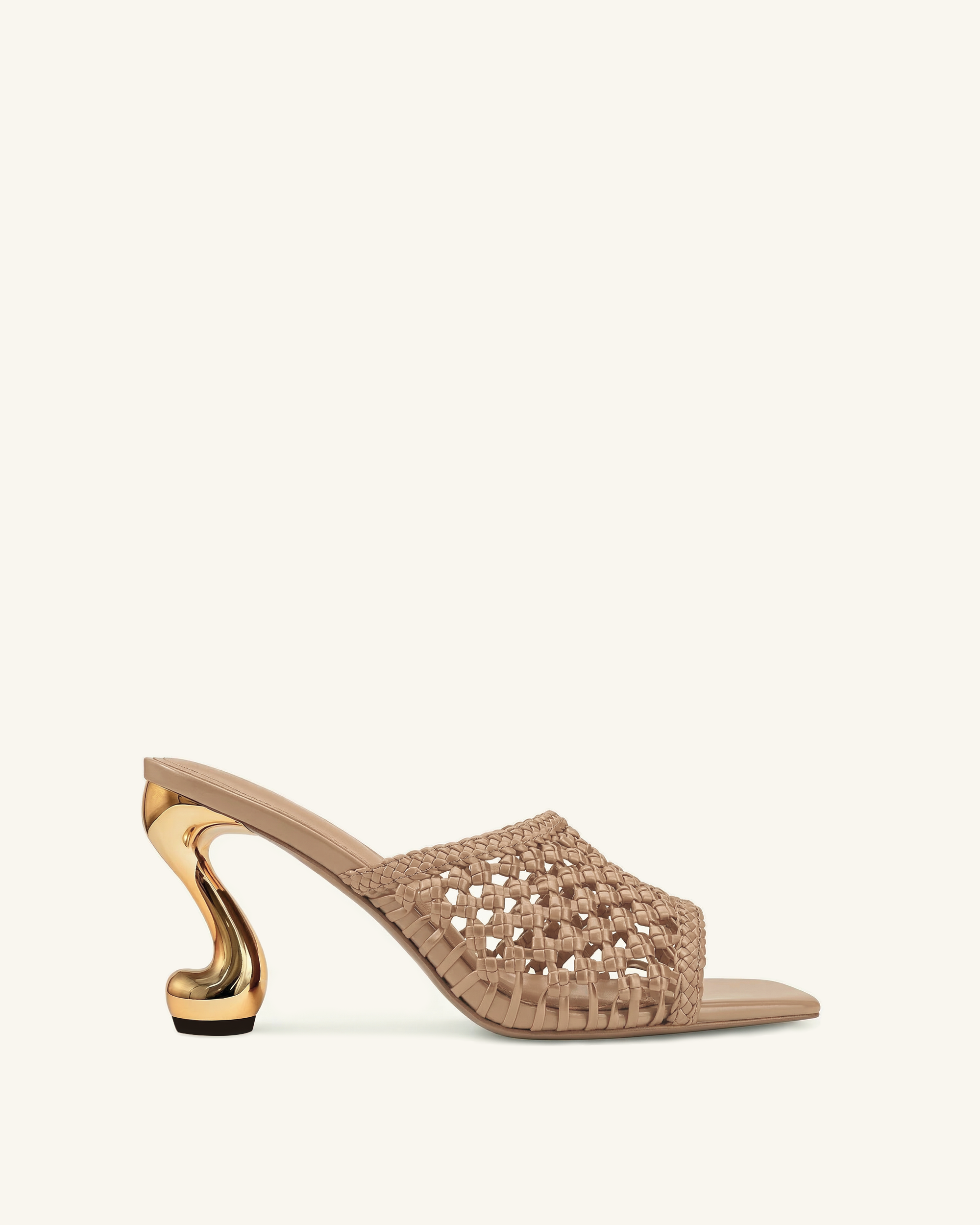 Hannah Woven Heel Mules - Khaki