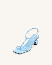 Charlotte Strappy Heels with Spherical Heel - Sky Blue