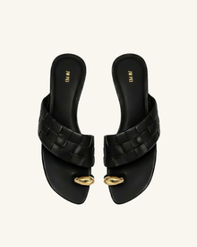 Ava Woven Toe Sandals - Black