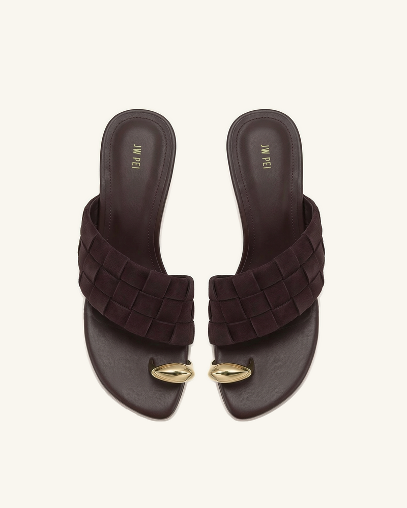 Ava Woven Toe Sandals - Dark Burgundy