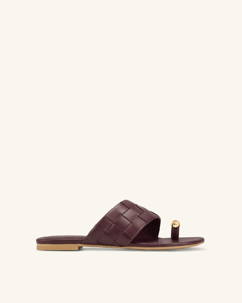Ava Woven Toe Sandals - Burgundy