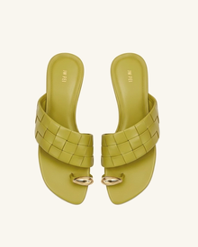 Ava Woven Toe Sandals - Mustard Green