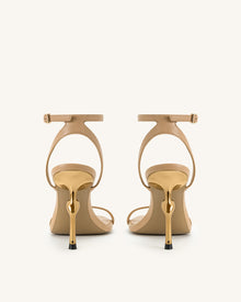 Alivia Gold Metal Heel Sandals - Khaki