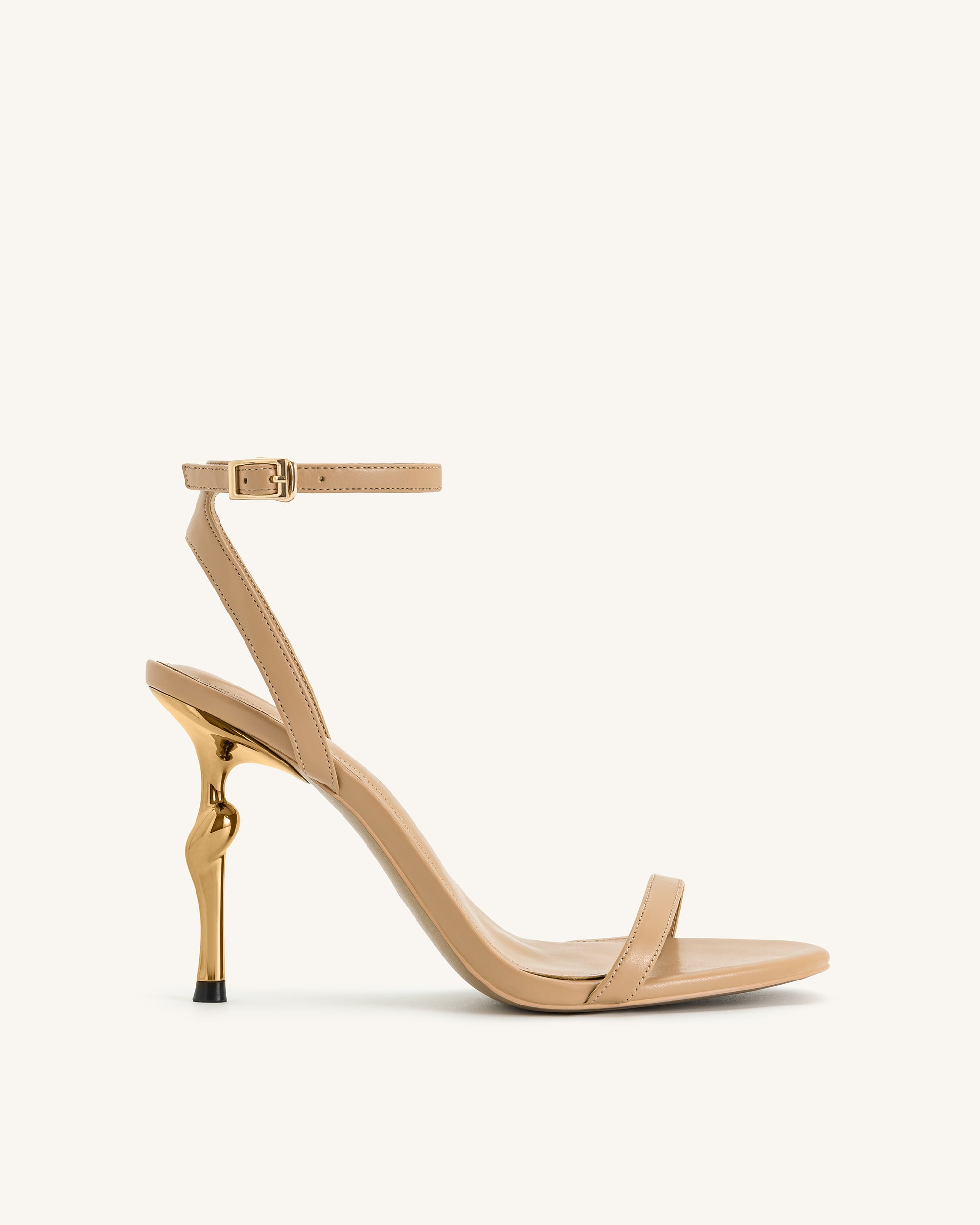 Alivia Gold Metal Heel Sandals - Khaki | JW PEI