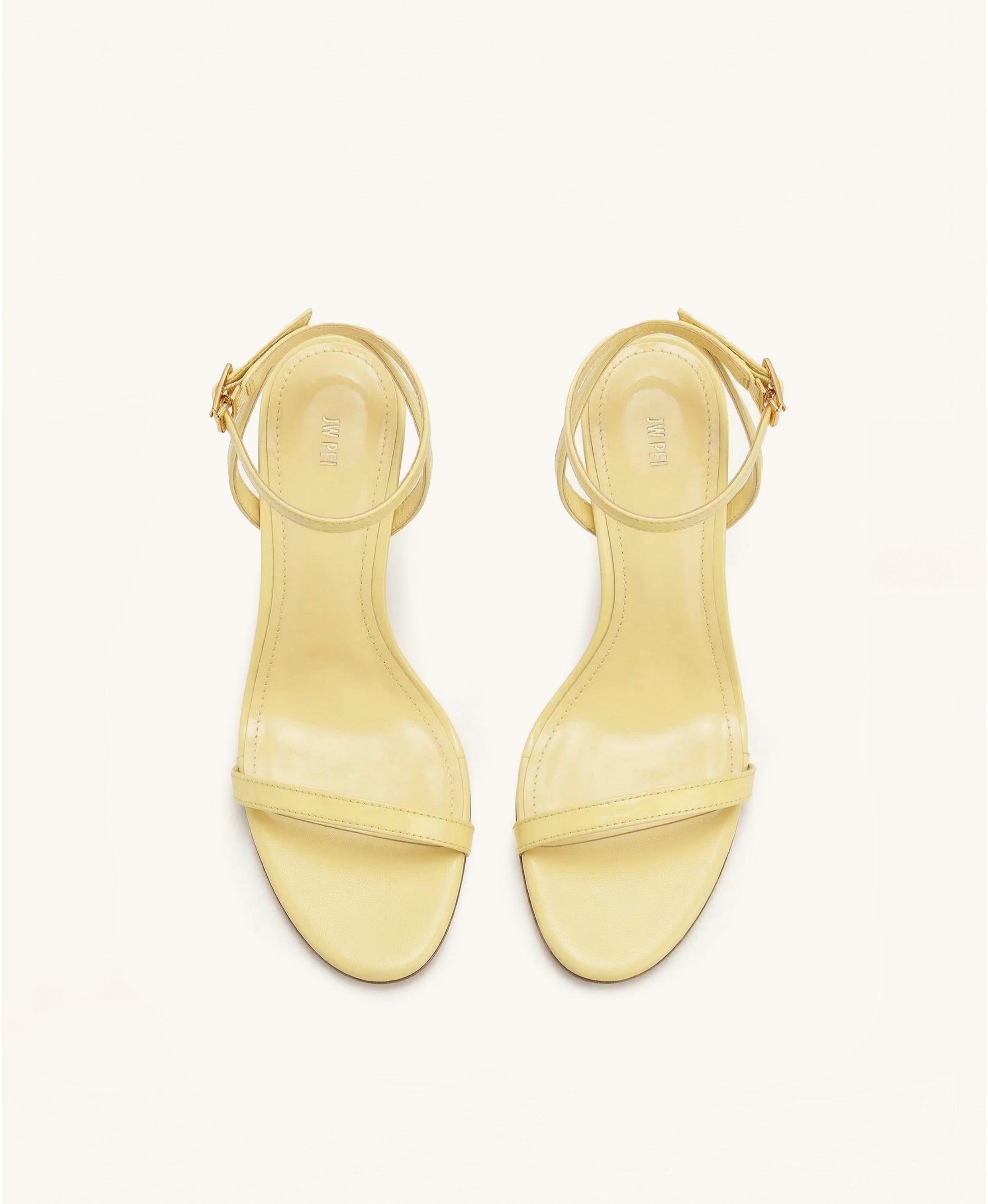 Alivia Gold Metal Heel Sandals - Pale Yellow | JW PEI