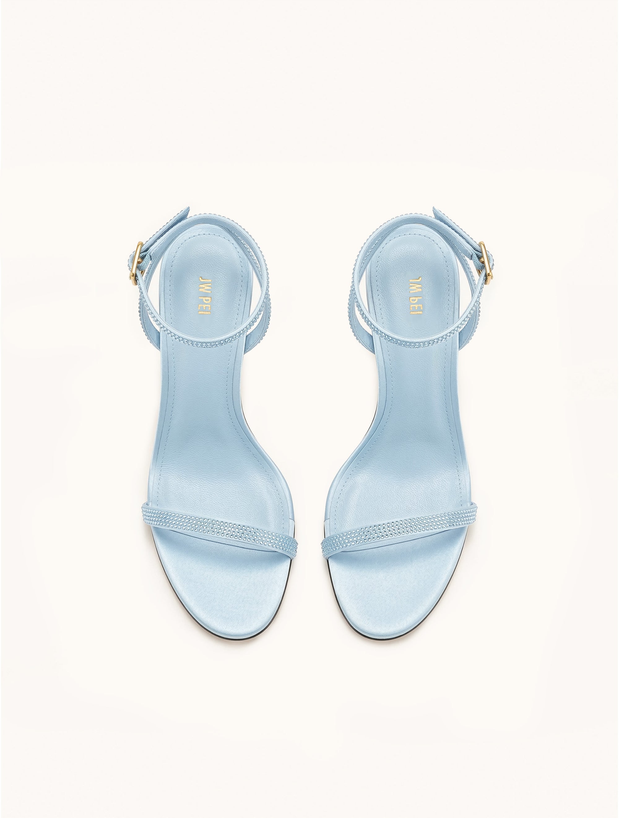 Alivia Artifical Crystal Heel Sandals - Light Blue