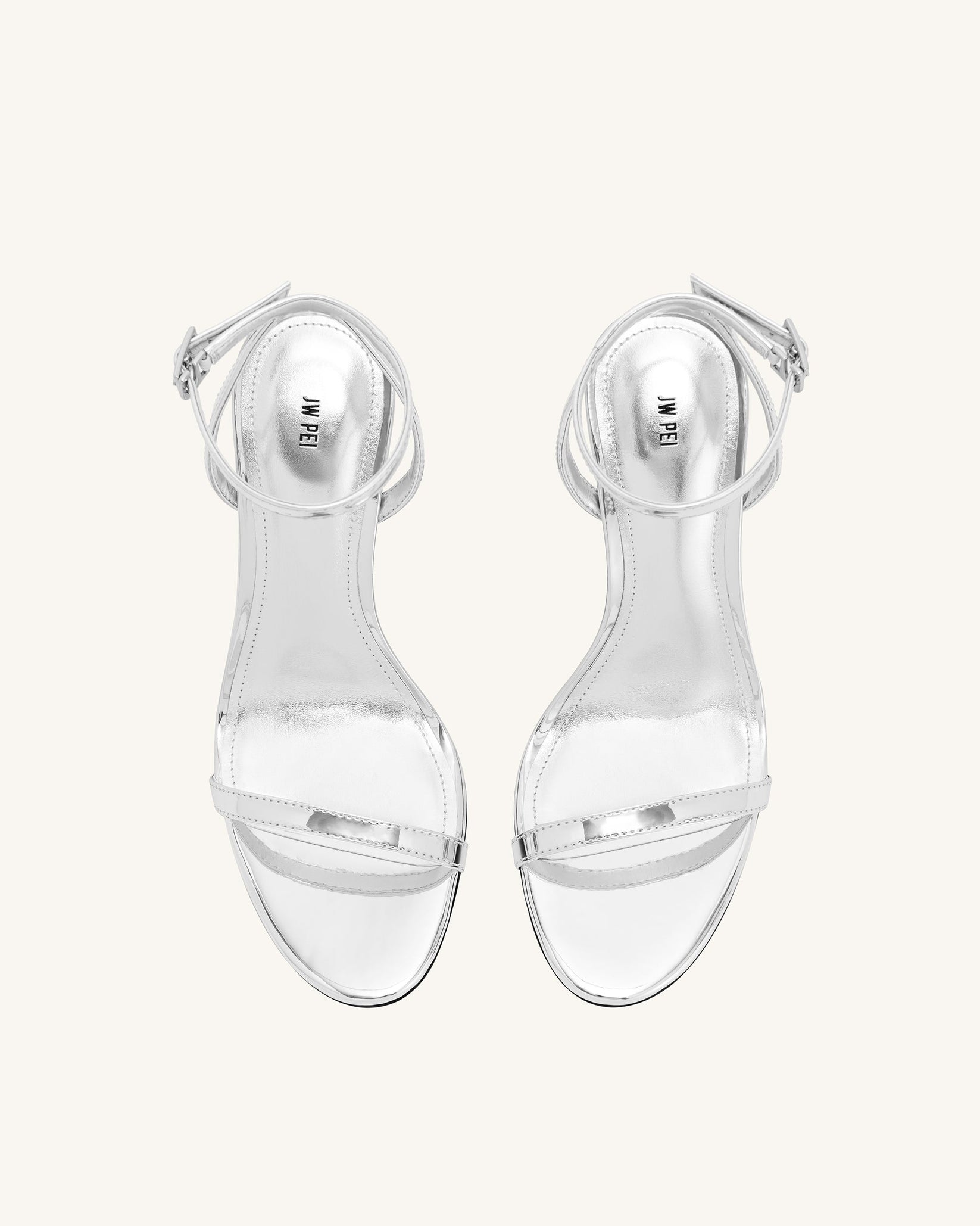 Alivia Gold Metal Heel Sandals - Silver - JW PEI