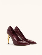Hazel Croc-Embossed Heels - Burgundy
