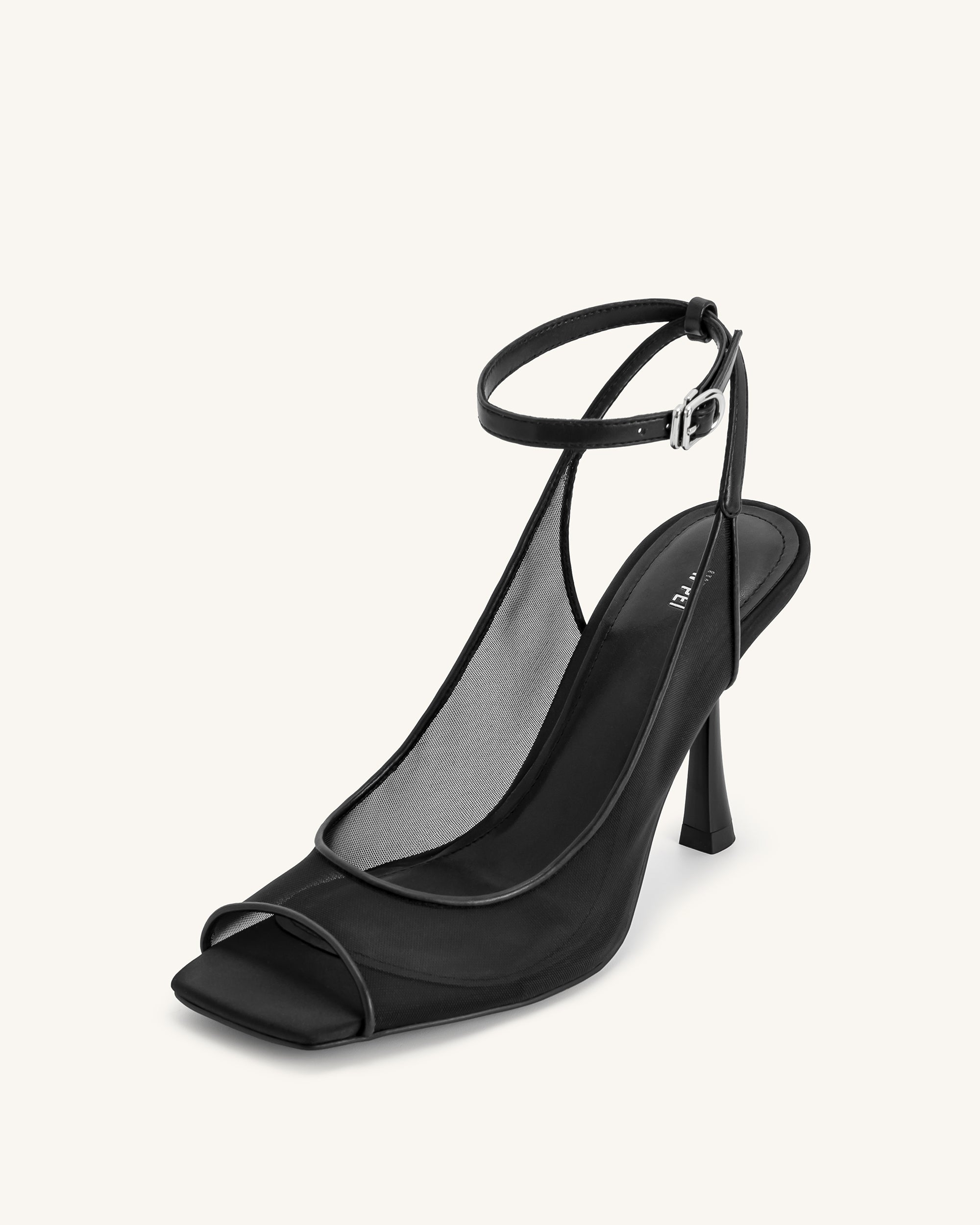 Serenity Open Toe Mesh Slingback Sandals - Black | JW PEI