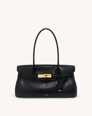 Lily Faux Bamboo Woven Shoulder Bag - Deep Claret