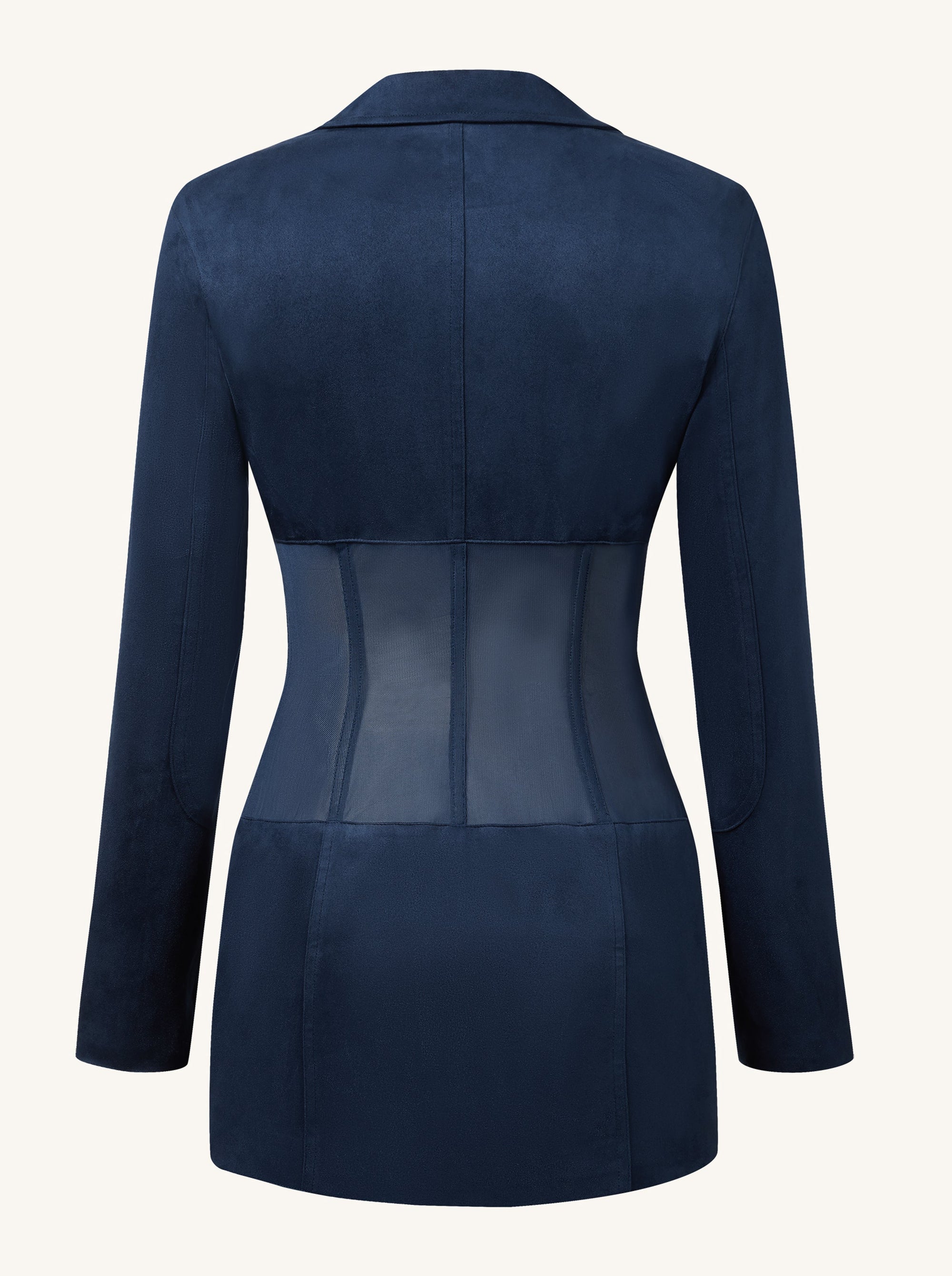 Faux Suede Corset Jacket Mini Dress - Dark Blue Faux Suede Corset Jacket Mini Dress - Dark Blue