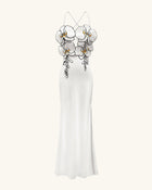 Orchid Embroidered Dress - White/Black