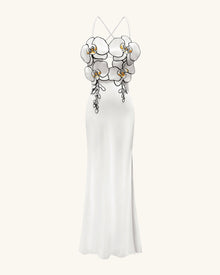 Orchid Embroidered Dress - White/Black