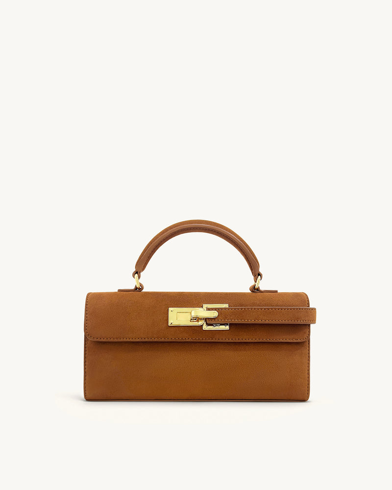 Keyla Faux Suede Top Handle Bag -  Brown