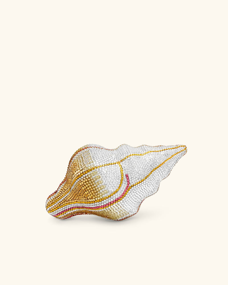 Conch Shape Faux Crystal Clutch - Gold