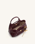 Maeve Dachshund Charm Mini Satchel Bag - Burgundy Croc