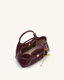 Maeve Dachshund Charm Mini Satchel Bag - Burgundy Croc