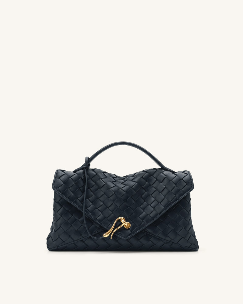 Celeste Woven Envelope Bag - Navy Blue