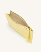 Quinn Zipped Card Holder - Light Yellow Croc