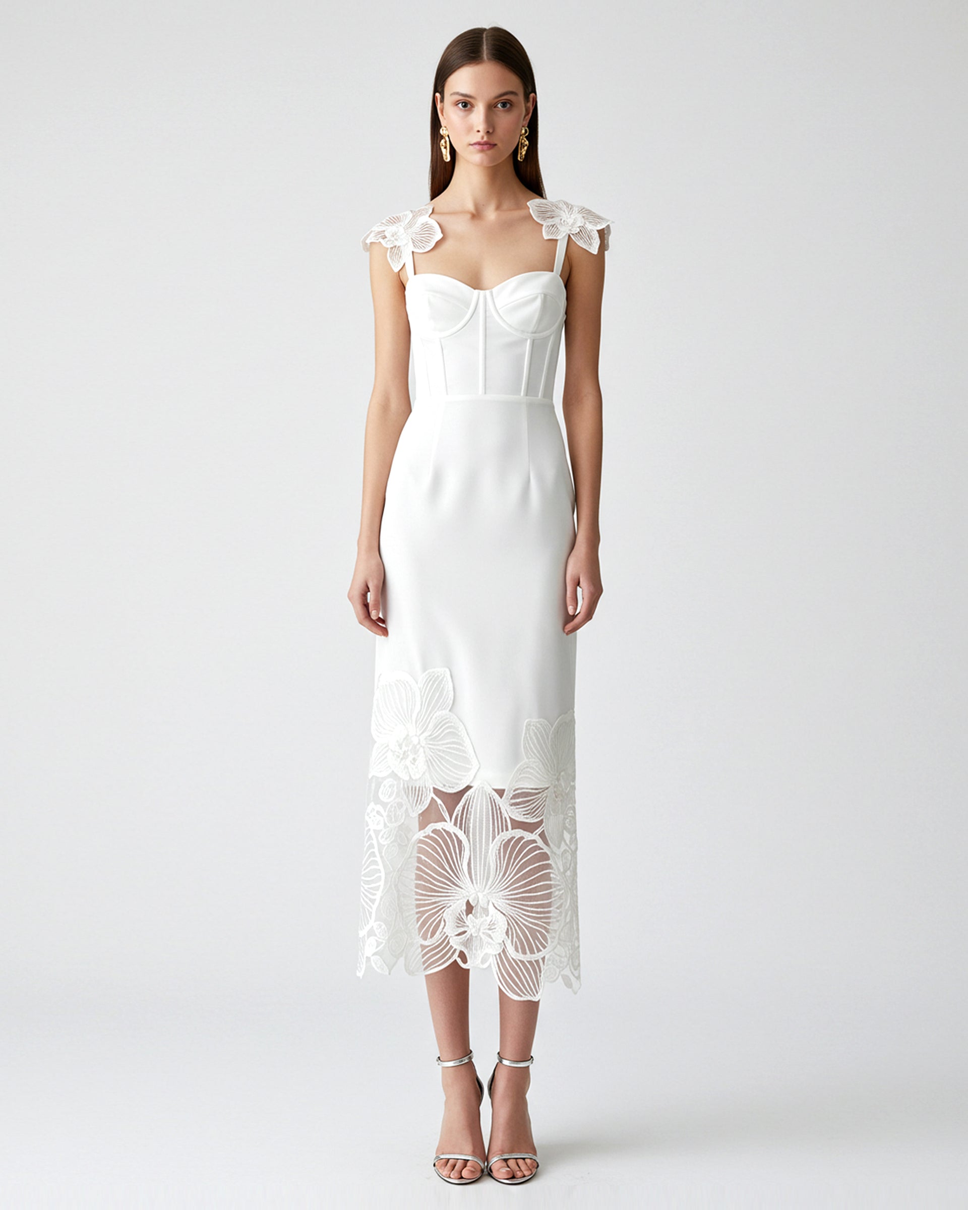 jw pei white dress Floral Printed Mini - 4 Stretch Laundry Orchid Embroidered Corset Dress -