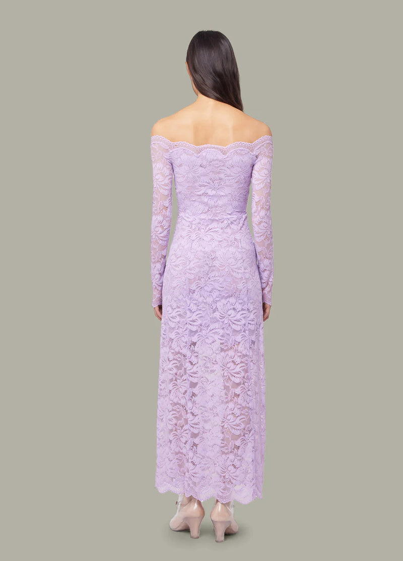 Lilac Lace Off Shoulder Dress