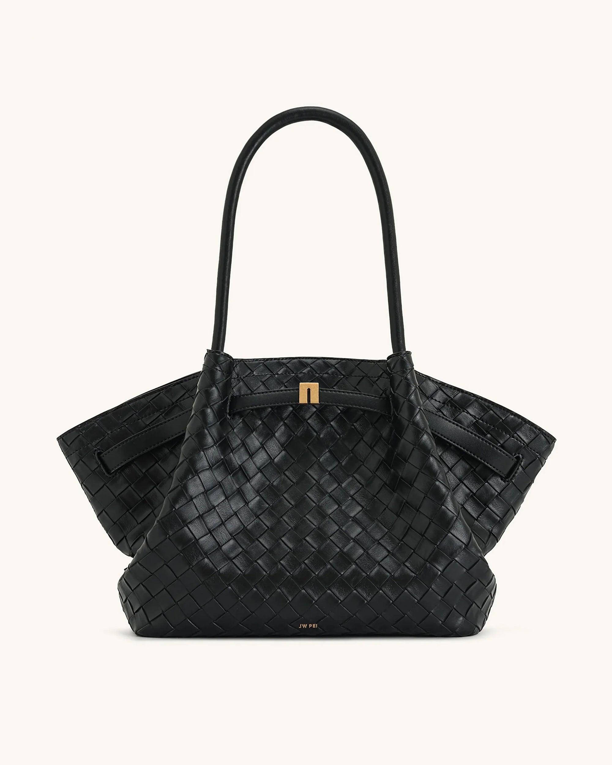 Hana Large Weave Texture Tote Bag - Black