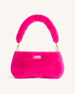 Eva Faux Fur Fabric Shoulder Bag - Hot Pink