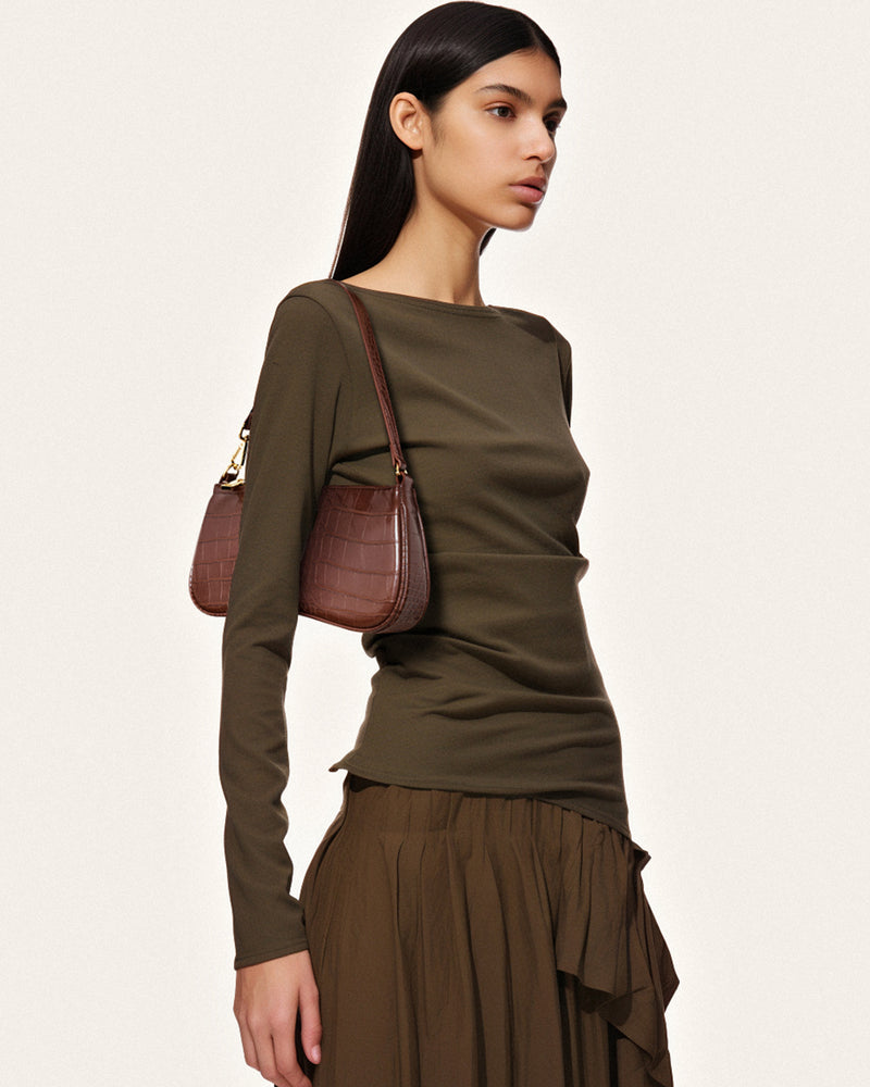 Eva Shoulder Handbag - Umber Croc