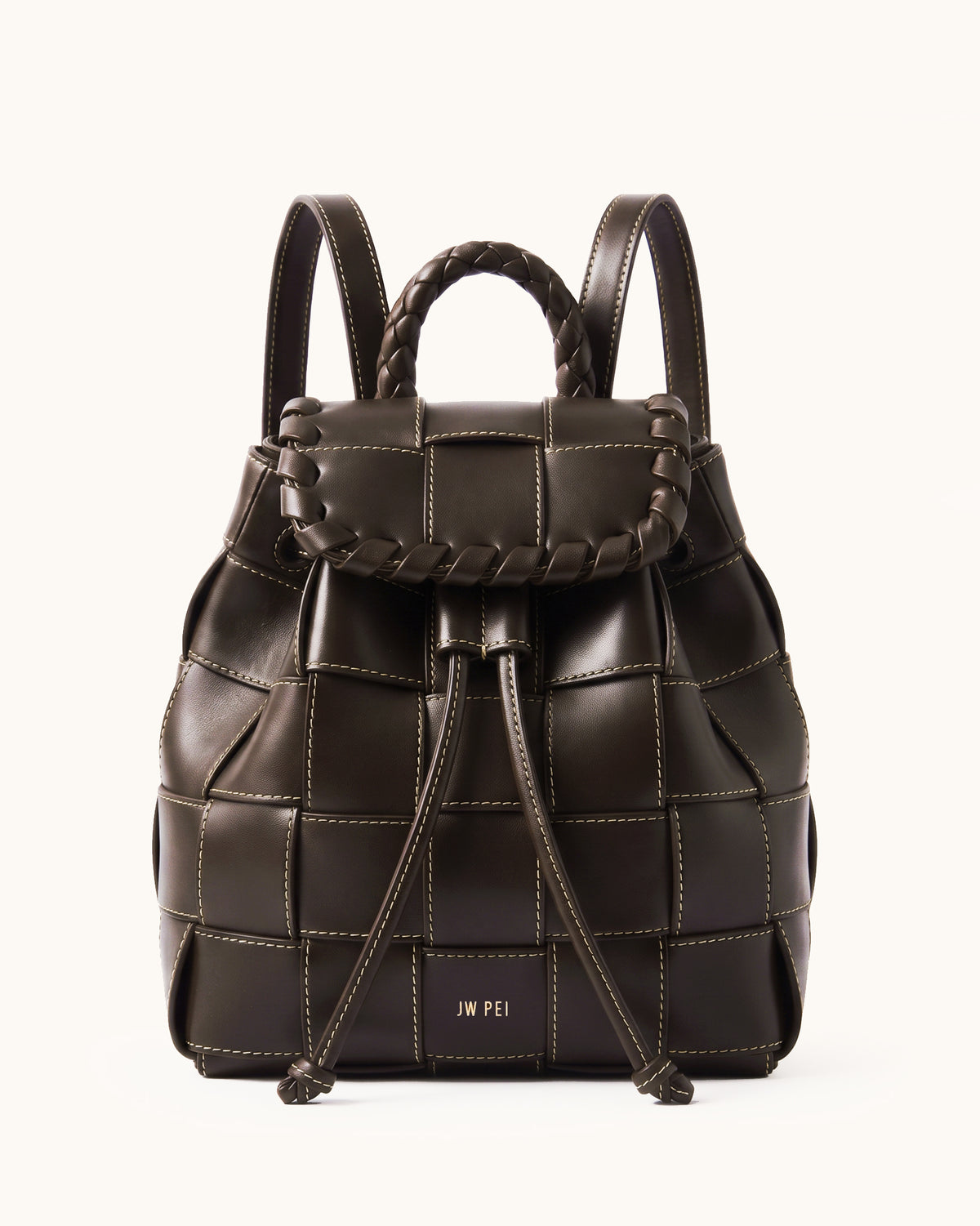 Nadine Woven Backpack - Dark Brown
