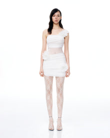 Isidore 3D Floral Wrinkles Mini Dress - White