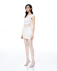 Isidore 3D Floral Wrinkles Mini Dress - White