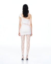 Isidore 3D Floral Wrinkles Mini Dress - White