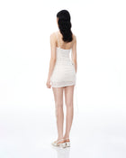 Luciana 3D Floral Pleats Mini Dress - White