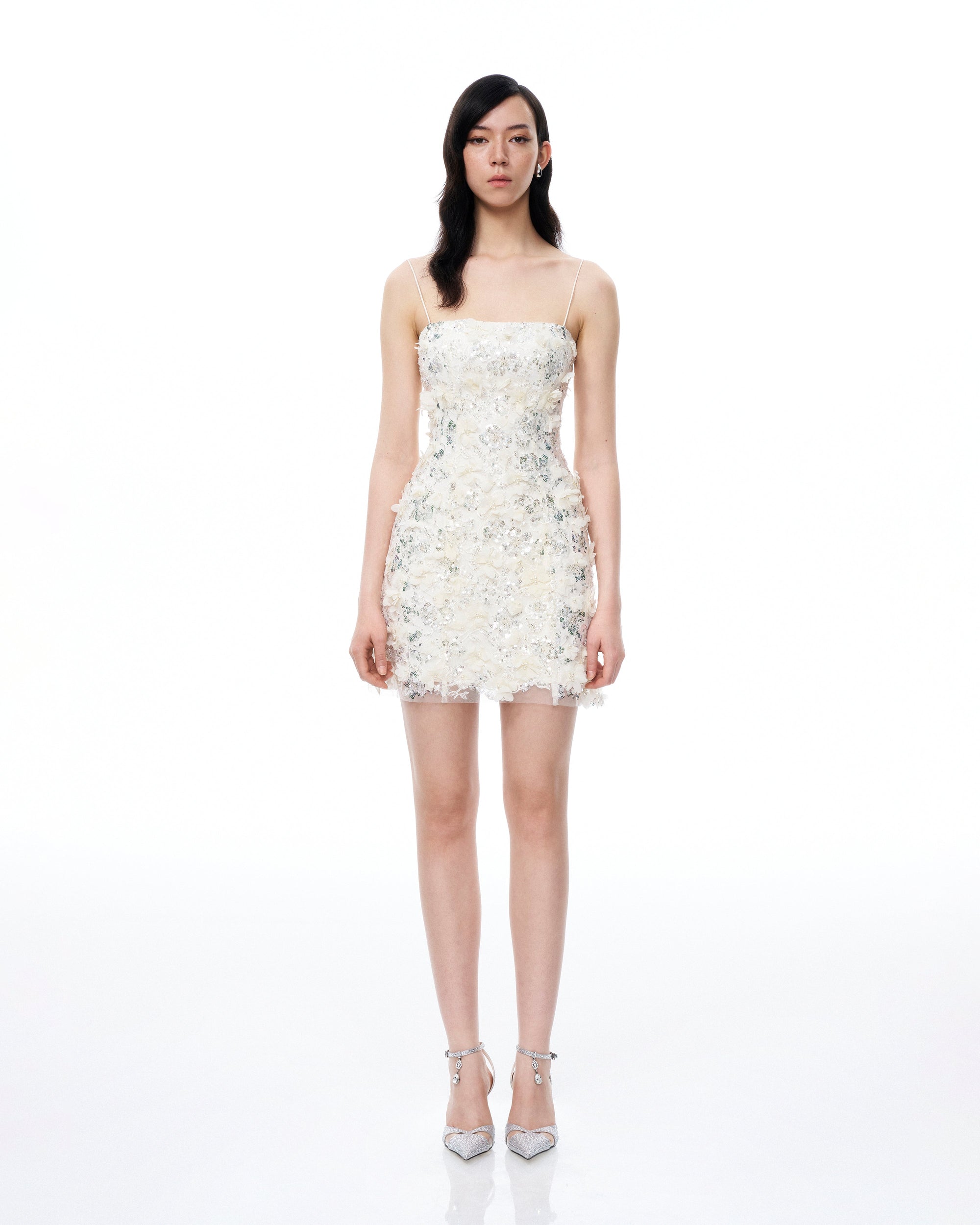 Lysandra 3D Floral Sequin Mini Dress - White | JW PEI Lysandra 3D Floral Sequin Mini Dress - White | JW PEI