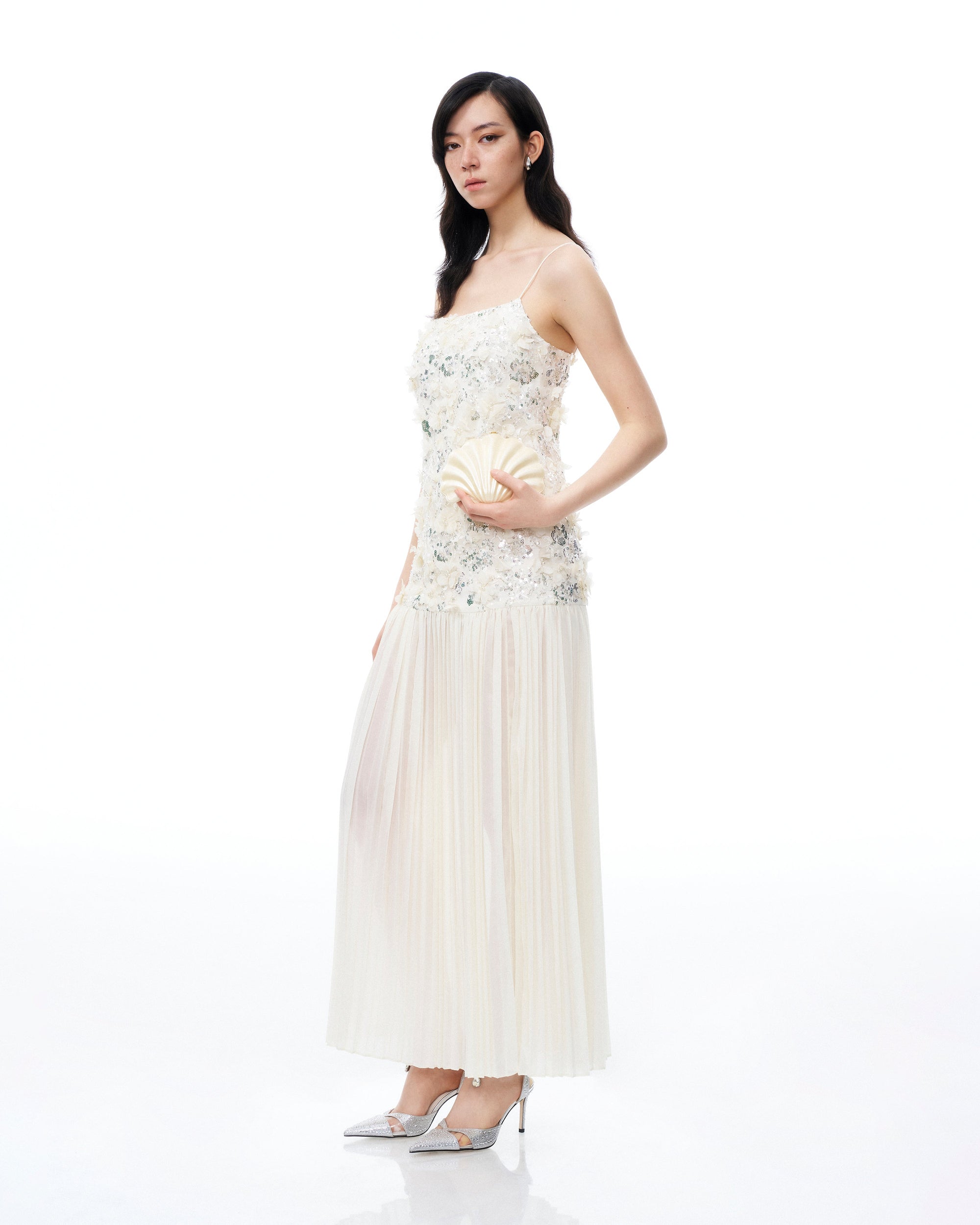 Galadriel 3D Floral Sequin Maxi Dress - White | JW PEI Galadriel 3D Floral Sequin Maxi Dress - White | JW PEI